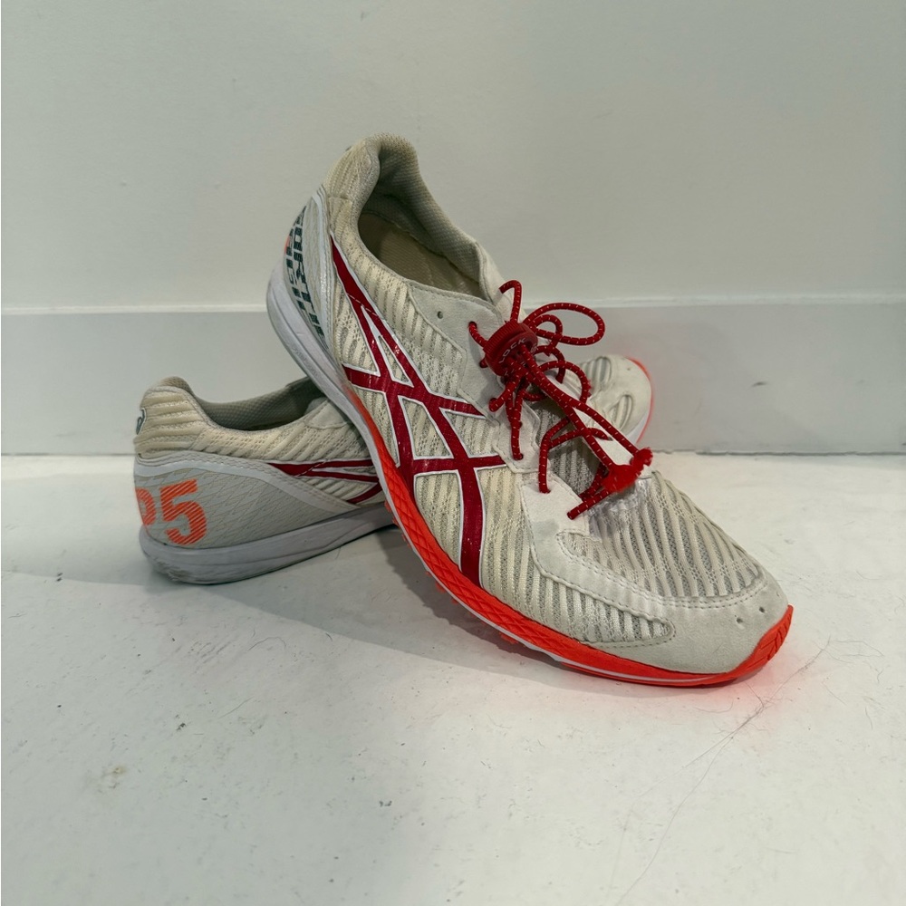 ASICS White and Red Athletic Sneakers